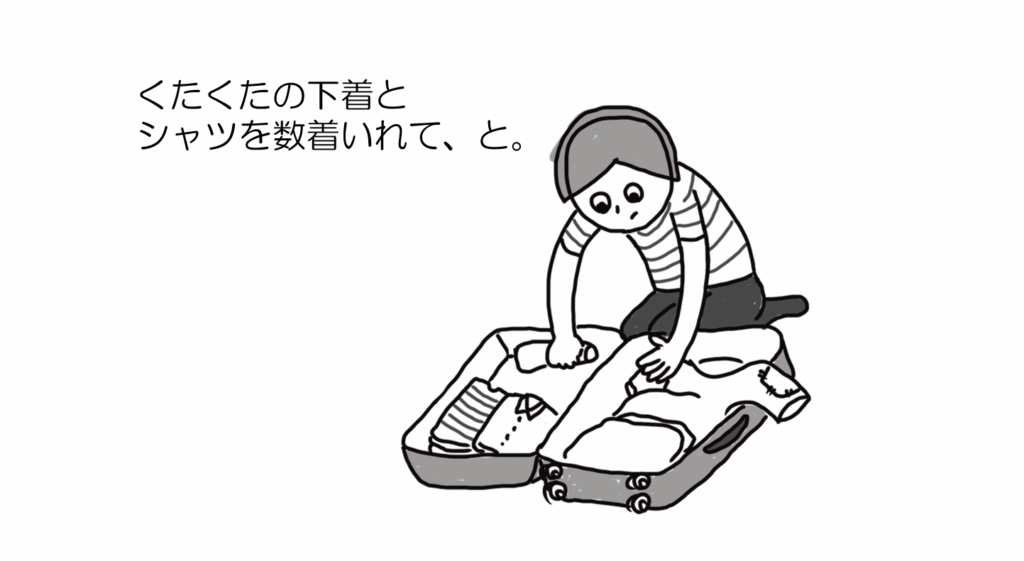 くたくたの下着とシャツを数着入れて、と