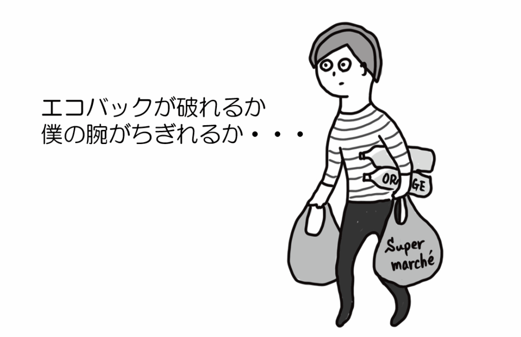 エコバッグが破れるか僕の腕がちぎれるか・・・